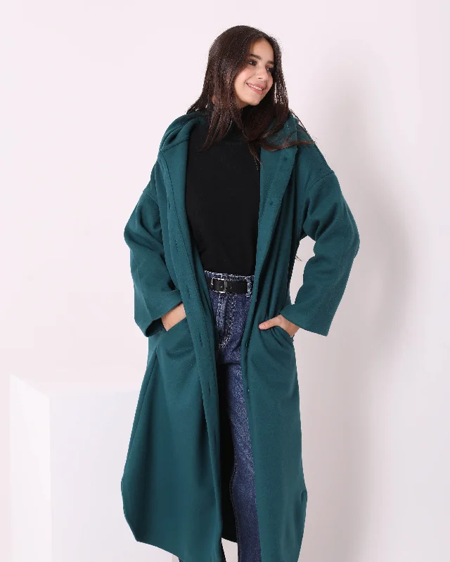 Felt Long Coat (W716) - Just4Women Satin Silk Chiffon