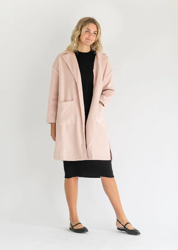 Light Pink Soft Open Coat - FINAL SALE Buttoned Toggled Snapped