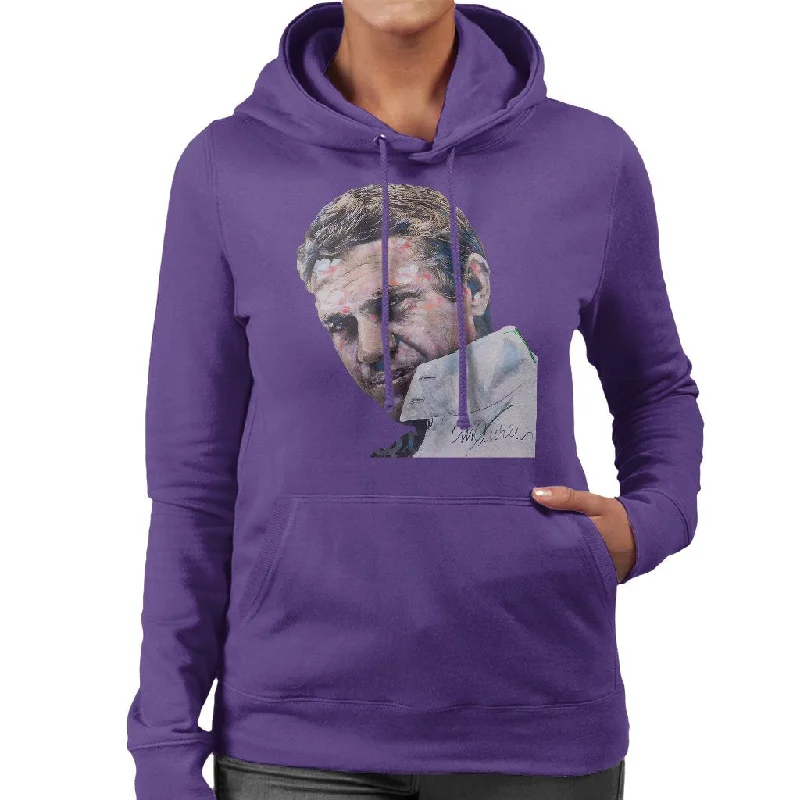 Sidney Maurer Original Portrait Of Steve McQueen Women's Hooded Sweatshirt Hoodie with Typography Text Message Sidney Maurer Original Portrait Of Steve McQueen Women's Hooded Sweatshirt Hoodie with Typography Text Message