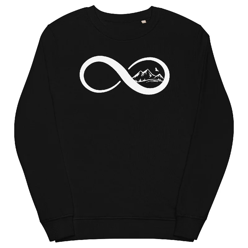 Infinity and Mountain - Unisex Premium Organic Sweatshirt Hoodie with Distressed Vintage Worn Infinity and Mountain - Unisex Premium Organic Sweatshirt Hoodie with Distressed Vintage Worn