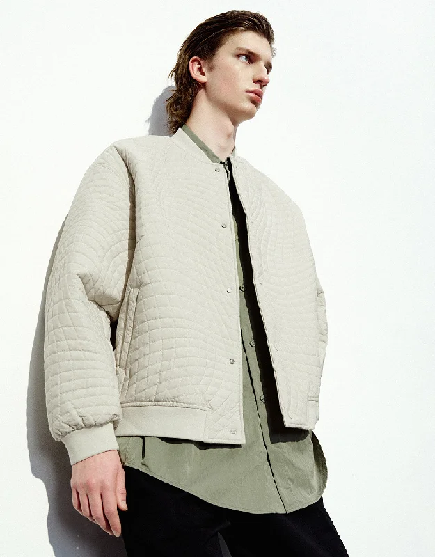 Embossed Crew Neck Padded Coat Hooded Jacket Zipper Jacket Button Jacket