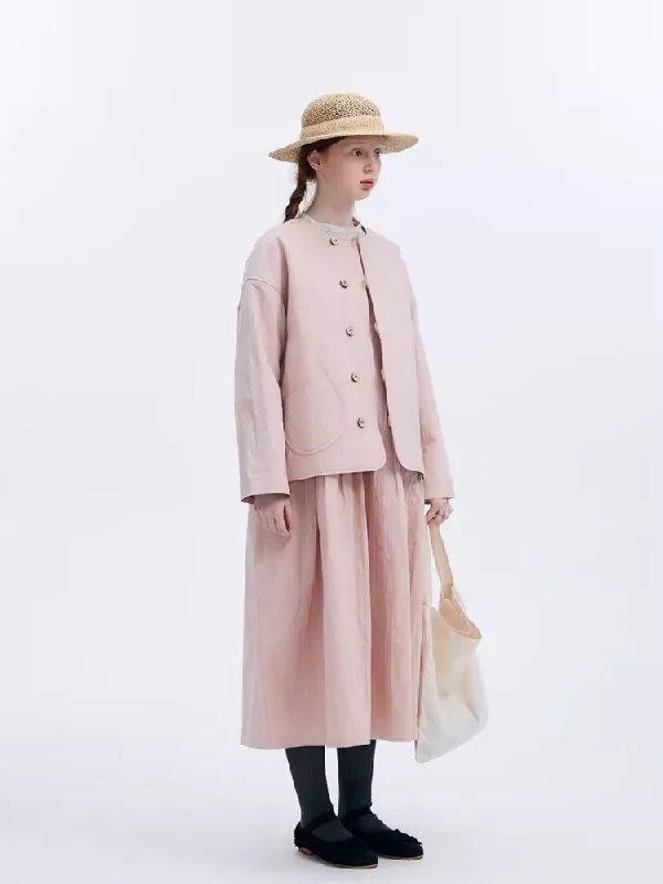 Baby Pink Spring Small Coat【s0000007951】 Trim Padded Insulated
