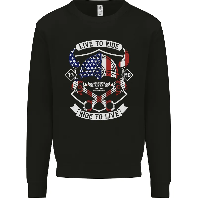 American Biker Motorbike Motorcycle USA Mens Sweatshirt Jumper Hoodie with Set-In Sleeves Structured Classic American Biker Motorbike Motorcycle USA Mens Sweatshirt Jumper Hoodie with Set-In Sleeves Structured Classic