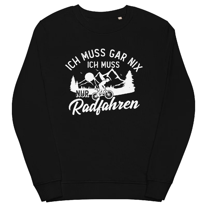 Ich muss gar nix, ich muss nur radfahren - Unisex Premium Organic Sweatshirt Hoodie with Button Placket Classic Preppy Ich muss gar nix, ich muss nur radfahren - Unisex Premium Organic Sweatshirt Hoodie with Button Placket Classic Preppy