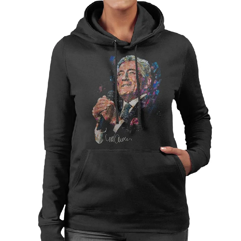 Sidney Maurer Original Portrait Of Tony Bennett Women's Hooded Sweatshirt Hoodie with Fur Luxurious Winter Sidney Maurer Original Portrait Of Tony Bennett Women's Hooded Sweatshirt Hoodie with Fur Luxurious Winter