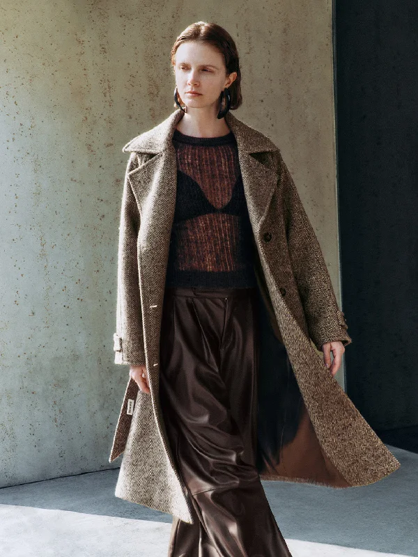 Notched Collar Double Breasted Coats Raincoat Turtleneck Coat Wrap Coat