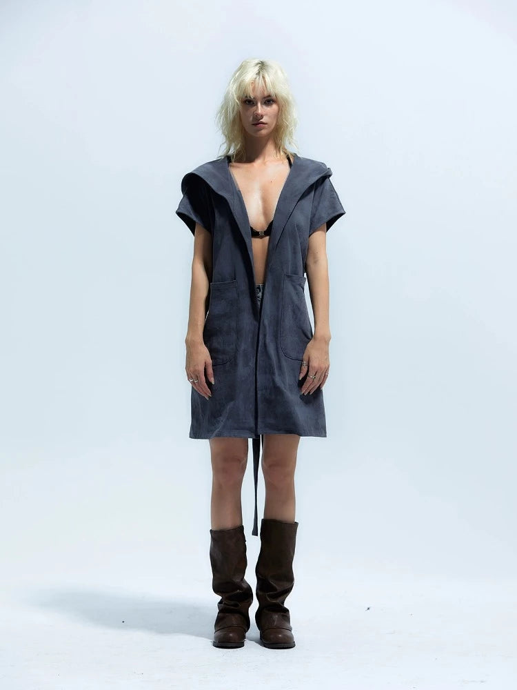 Hooded long thin coat【s0000007007】 Suede Faux Fur Shearling
