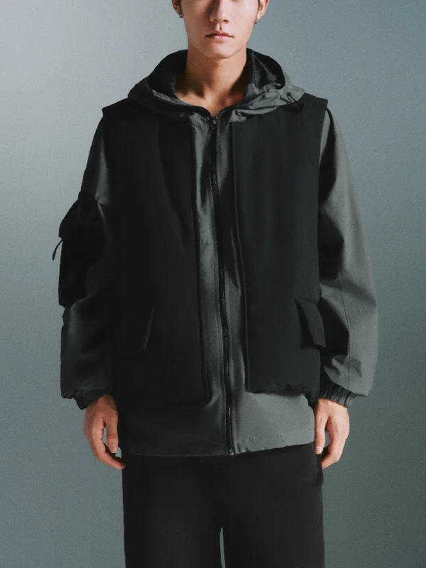 Zip Up Loose Padded Coats Turtleneck Wrap Cape