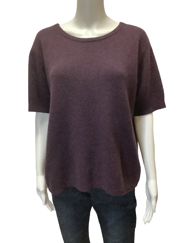 Calypso St. Barth Short Sleeve Cashmere Sweater Purple Size M Beaded Sweater Sequined Faux Fur Calypso St. Barth Short Sleeve Cashmere Sweater Purple Size M Beaded Sweater Sequined Faux Fur