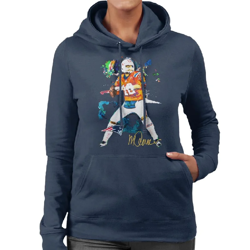 Sidney Maurer Original Portrait Of Patriots Star Tom Brady Women's Hooded Sweatshirt Hoodie Dress Longline Feminine Sidney Maurer Original Portrait Of Patriots Star Tom Brady Women's Hooded Sweatshirt Hoodie Dress Longline Feminine
