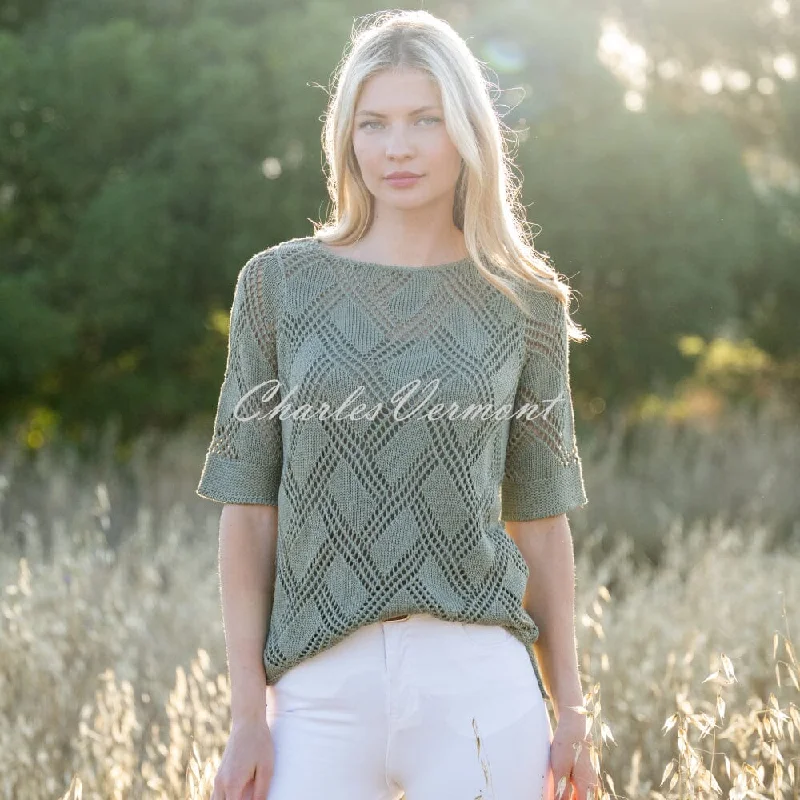 Marble Crochet Sweater Top - Style 7345-123 (Khaki) Welt Pockets Slit Pockets Flap Pockets Marble Crochet Sweater Top - Style 7345-123 (Khaki) Welt Pockets Slit Pockets Flap Pockets