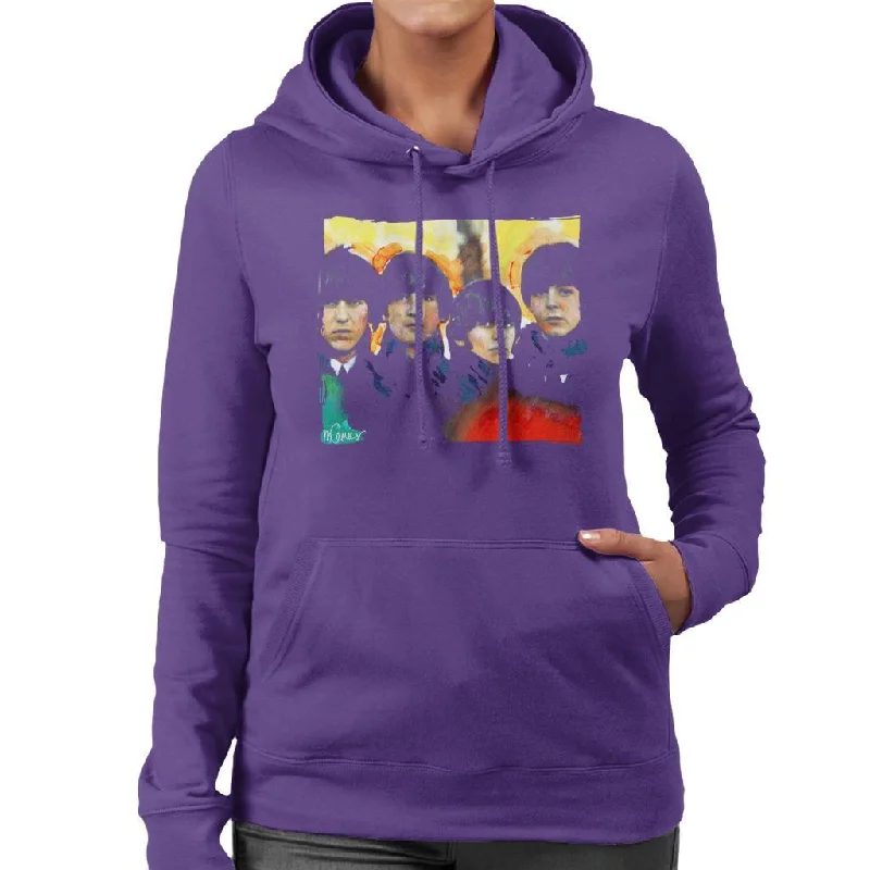 Sidney Maurer Original Portrait Of The Beatles Bowl Cuts Women's Hooded Sweatshirt Hoodie with Belted Waist Structured Tailored Sidney Maurer Original Portrait Of The Beatles Bowl Cuts Women's Hooded Sweatshirt Hoodie with Belted Waist Structured Tailored