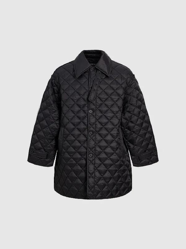 Quilted Embpssed Padded Coat Striped Polka Dot Solid