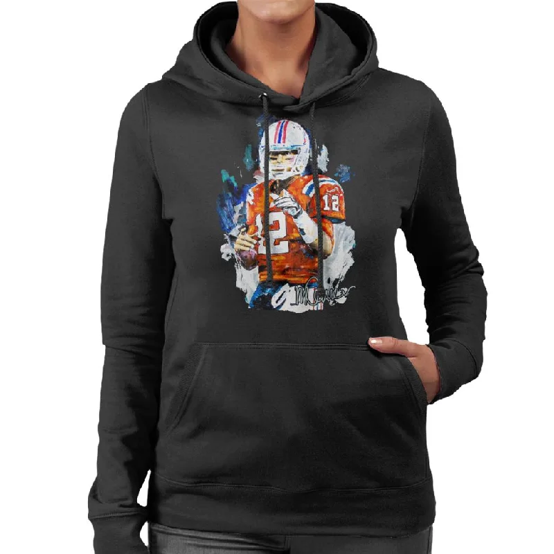 Sidney Maurer Original Portrait Of Tom Brady Patriots Women's Hooded Sweatshirt Hoodie with Button Classic Timeless Sidney Maurer Original Portrait Of Tom Brady Patriots Women's Hooded Sweatshirt Hoodie with Button Classic Timeless