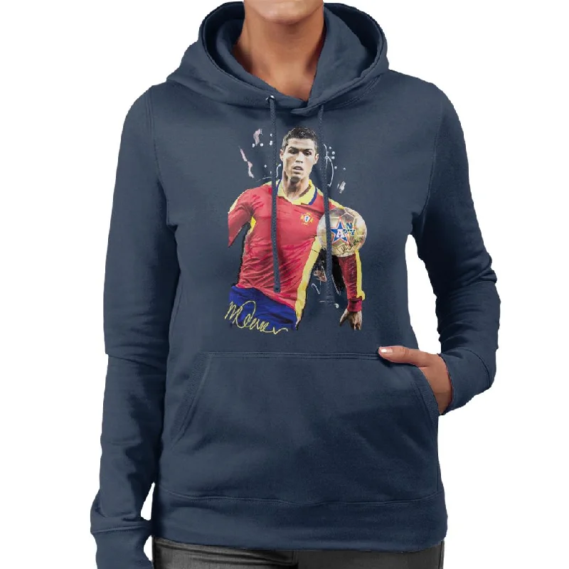 Sidney Maurer Original Portrait Of Portugal Striker Cristiano Ronaldo Women's Hooded Sweatshirt Hoodie with Drop Shoulder Relaxed Streetwear Sidney Maurer Original Portrait Of Portugal Striker Cristiano Ronaldo Women's Hooded Sweatshirt Hoodie with Drop Shoulder Relaxed Streetwear