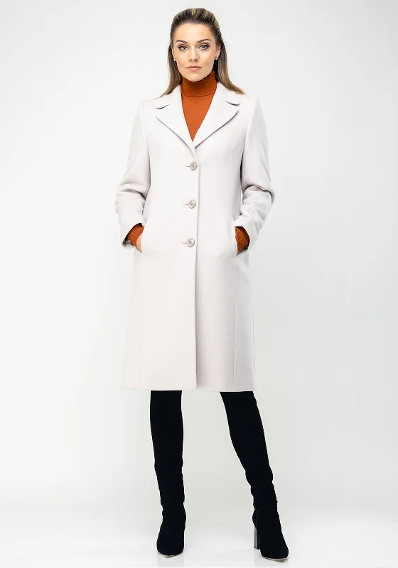 Christina Felix Lapel Collar Wool & Cashmere Coat, Beige Front Pockets Side Pockets Patch Pockets Christina Felix Lapel Collar Wool & Cashmere Coat, Beige Front Pockets Side Pockets Patch Pockets