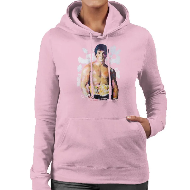 Sidney Maurer Original Portrait Of Sylvester Stallone Belt Women's Hooded Sweatshirt Hoodie with Crew Neck Simple Timeless Sidney Maurer Original Portrait Of Sylvester Stallone Belt Women's Hooded Sweatshirt Hoodie with Crew Neck Simple Timeless