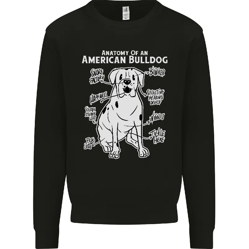American Bulldog Anatomy Funny Dog Mens Sweatshirt Jumper Hoodie with Zipper Placket Modern Functional American Bulldog Anatomy Funny Dog Mens Sweatshirt Jumper Hoodie with Zipper Placket Modern Functional