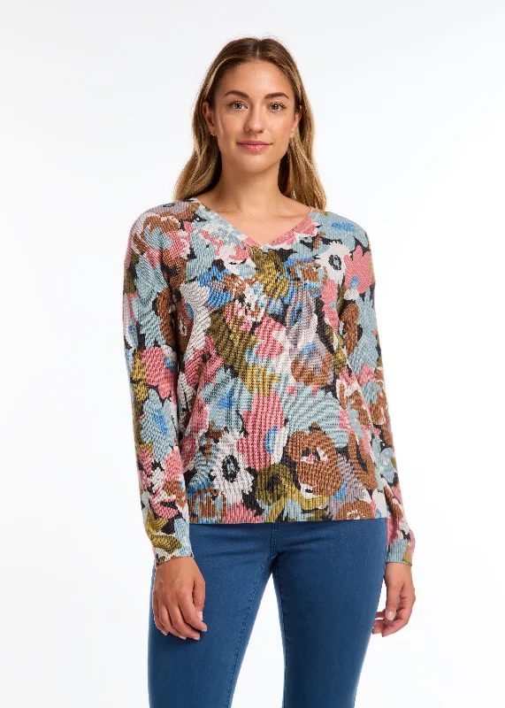 FDJ French Dressing Printed V-Neck Sweater 1032624-FAF Fall Forest Multi Plaid Sweater Polka Dot Checkered FDJ French Dressing Printed V-Neck Sweater 1032624-FAF Fall Forest Multi Plaid Sweater Polka Dot Checkered