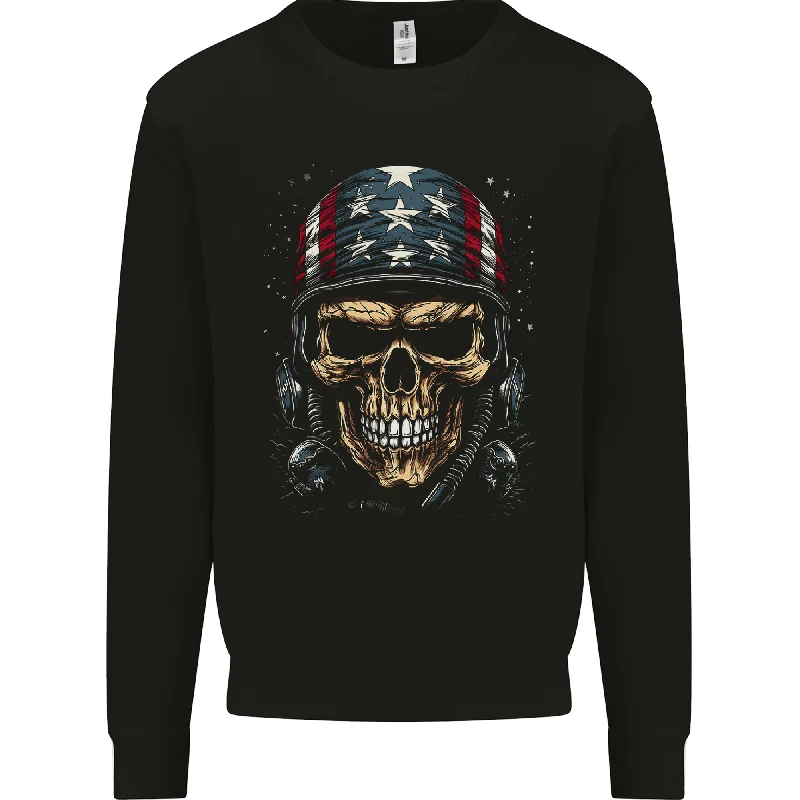 American Bandana Skull USA Biker Mens Sweatshirt Jumper Hoodie with Relaxed Fit Easy Casual American Bandana Skull USA Biker Mens Sweatshirt Jumper Hoodie with Relaxed Fit Easy Casual