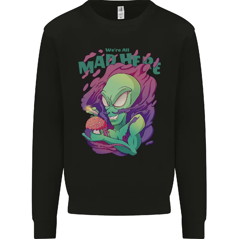 All Mad Here Alien Magic Mushrooms Mens Sweatshirt Jumper Hooded Sweatshirt Casual Wear Street Style All Mad Here Alien Magic Mushrooms Mens Sweatshirt Jumper Hooded Sweatshirt Casual Wear Street Style