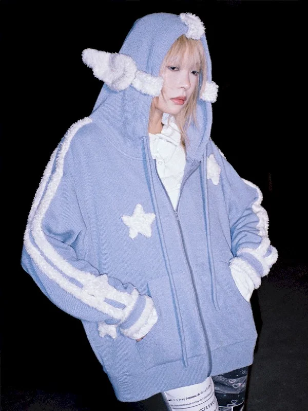Angel Wings Blue Star Coat【s0000005019】 Satin Silk Chiffon