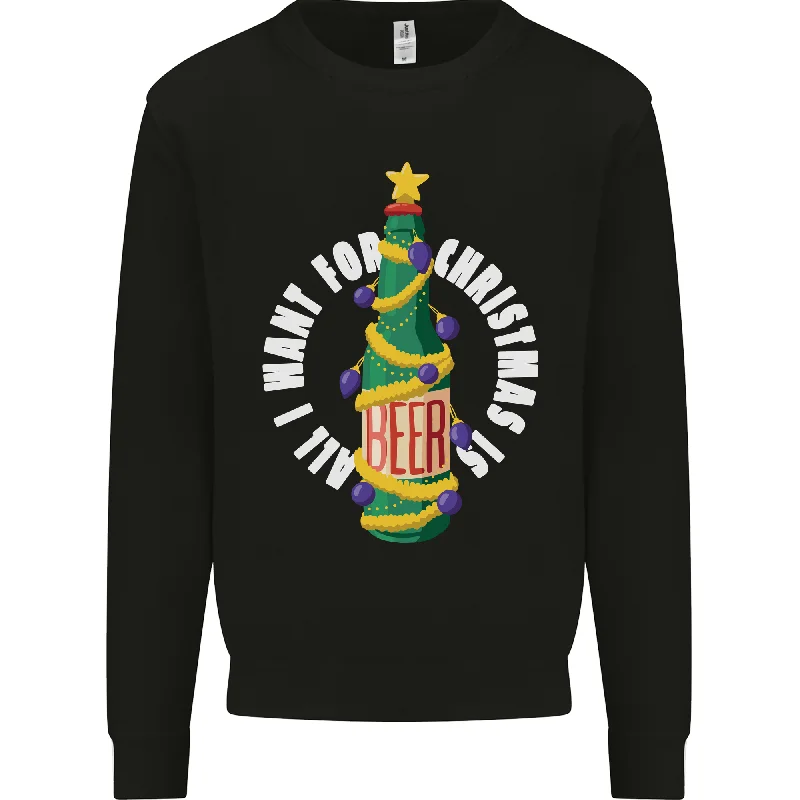 All I Want for Christmas Is Beer Mens Sweatshirt Jumper Hoodie with Front Slit Layering Stylish All I Want for Christmas Is Beer Mens Sweatshirt Jumper Hoodie with Front Slit Layering Stylish
