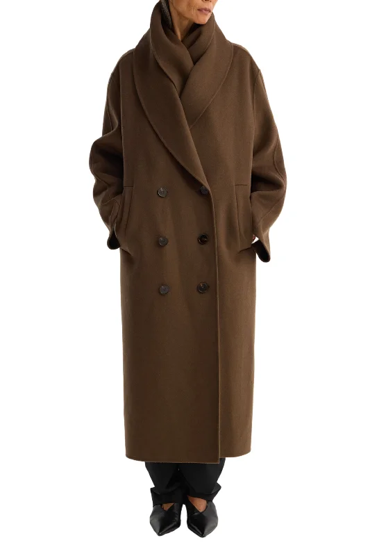 Double Faced Wool Scarf Coat Collared Crew Neck Turtle Neck