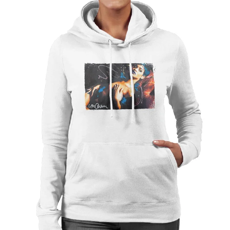 Sidney Maurer Original Portrait Of Rihanna White Women's Hooded Sweatshirt Hoodie with Typography Text Message Sidney Maurer Original Portrait Of Rihanna White Women's Hooded Sweatshirt Hoodie with Typography Text Message