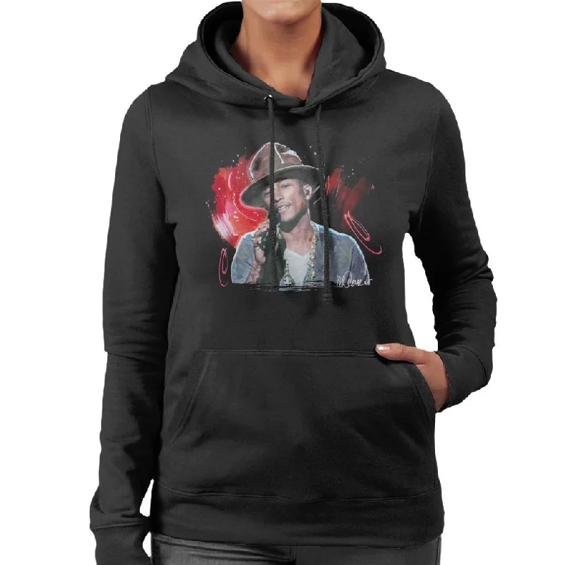 Sidney Maurer Original Portrait Of Pharrel Williams Live Women's Hooded Sweatshirt Hoodie with Gradient Ombre Colorful Sidney Maurer Original Portrait Of Pharrel Williams Live Women's Hooded Sweatshirt Hoodie with Gradient Ombre Colorful
