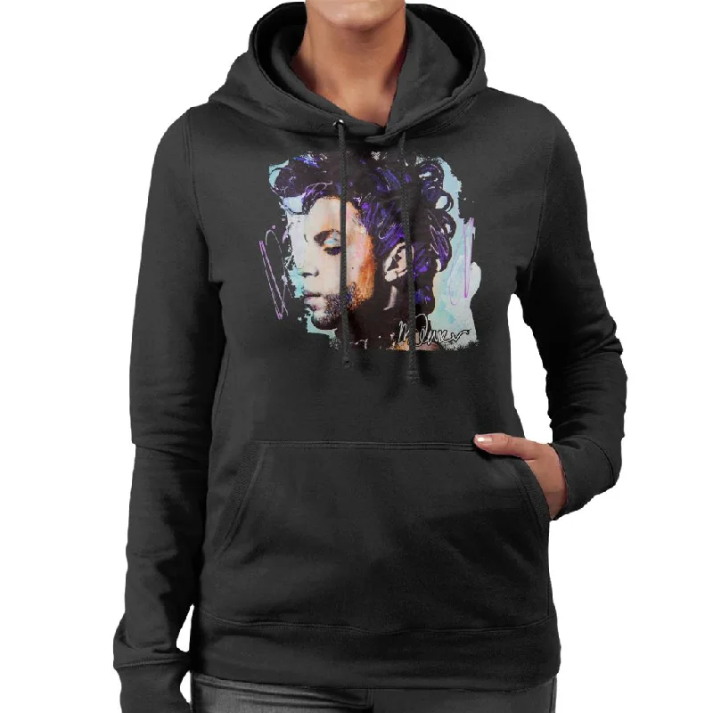 Sidney Maurer Original Portrait Of Prince Side Profile Women's Hooded Sweatshirt Hoodie with Rolled Sleeves Casual Relaxed Sidney Maurer Original Portrait Of Prince Side Profile Women's Hooded Sweatshirt Hoodie with Rolled Sleeves Casual Relaxed