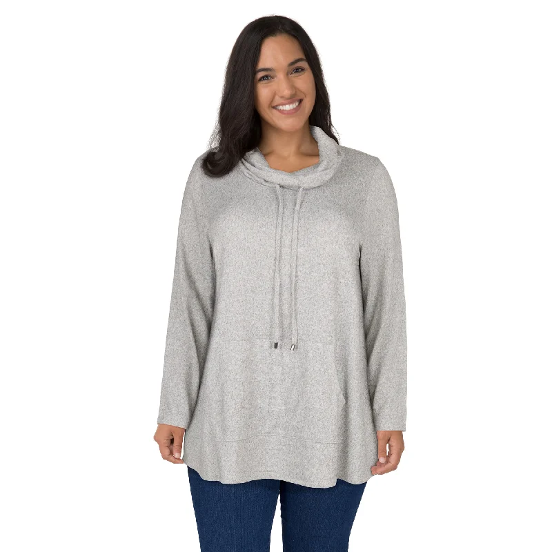 mySTYLE Women's Plus Cowl Neck Sweater Fleece Sweater Nylon Polyester