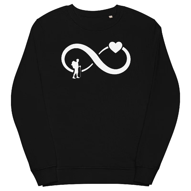 Infinity Heart and Hiking - Unisex Premium Organic Sweatshirt Hoodie with Stripes Bold Sporty Infinity Heart and Hiking - Unisex Premium Organic Sweatshirt Hoodie with Stripes Bold Sporty