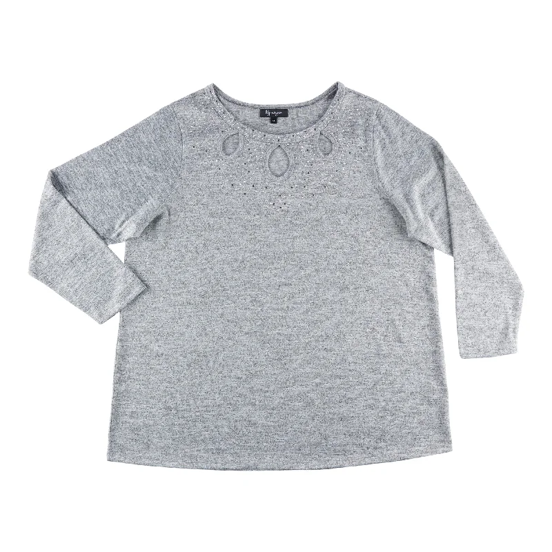 lily morgan Women's Plus Sweater Knit Top with Nail Head Detailing Fitted Slim Tailored lily morgan Women's Plus Sweater Knit Top with Nail Head Detailing Fitted Slim Tailored