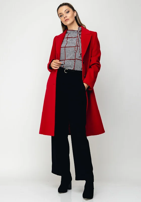 Christina Felix Lapel Collar Wool & Cashmere Coat, Red Zip Front Button Front Snap Front Christina Felix Lapel Collar Wool & Cashmere Coat, Red Zip Front Button Front Snap Front