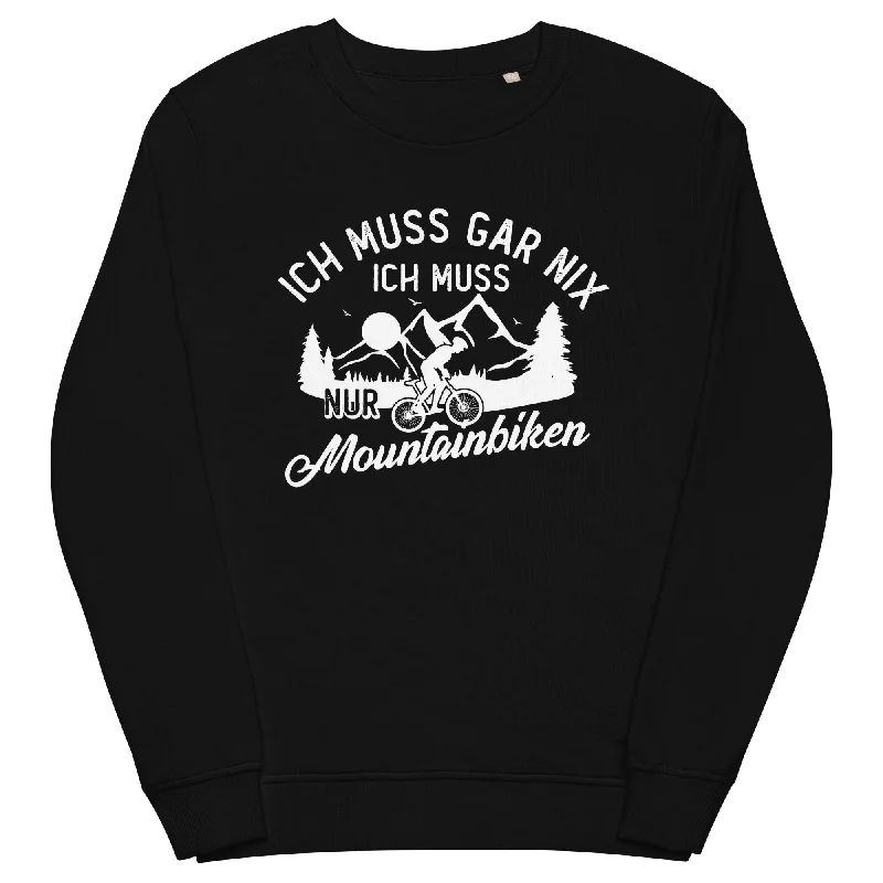 Ich muss gar nix, ich muss nur mountainbiken - (M) - Unisex Premium Organic Sweatshirt Hoodie with Hidden Zipper Minimalist Clean Ich muss gar nix, ich muss nur mountainbiken - (M) - Unisex Premium Organic Sweatshirt Hoodie with Hidden Zipper Minimalist Clean