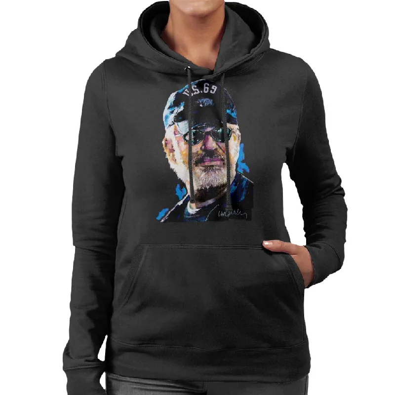 Sidney Maurer Original Portrait Of Steven Spielberg Baseball Cap Glasses Women's Hooded Sweatshirt Hoodie with Illustration Artistic Creative Sidney Maurer Original Portrait Of Steven Spielberg Baseball Cap Glasses Women's Hooded Sweatshirt Hoodie with Illustration Artistic Creative