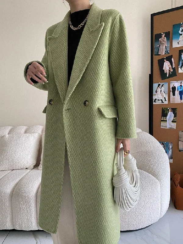 Long Wool Tweed Coats Women's Woolen Coat Lapel Loose Lapel Long Coats Fleece Down Feather Long Wool Tweed Coats Women's Woolen Coat Lapel Loose Lapel Long Coats Fleece Down Feather