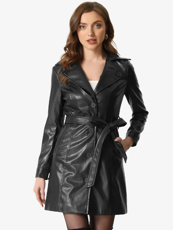 Faux Leather Notched Lapel Collar Button Down Steampunk PU Coat Embroidered Appliqued Beaded Faux Leather Notched Lapel Collar Button Down Steampunk PU Coat Embroidered Appliqued Beaded