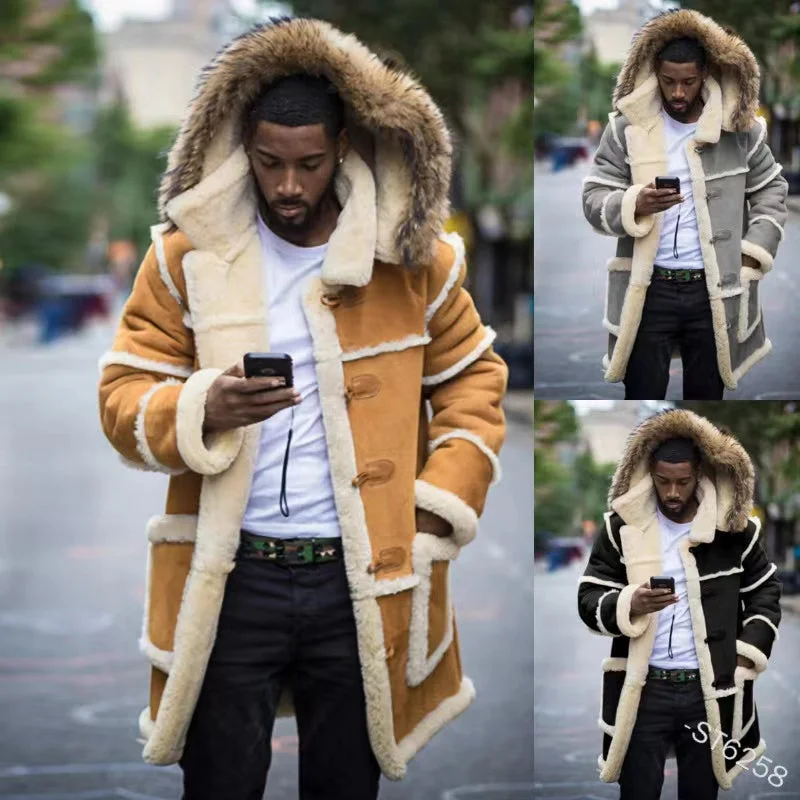 Wholesale solid color stitching casual slim fit Lapel Hooded Winter Coat(ML8114) Tweed Herringbone Houndstooth Wholesale solid color stitching casual slim fit Lapel Hooded Winter Coat(ML8114) Tweed Herringbone Houndstooth