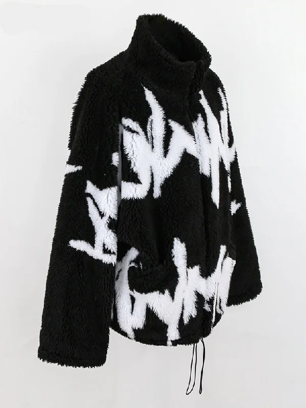 Winter Oversized Colorful Thickened Warm Faux Fur Coat Nylon Polyester Spandex