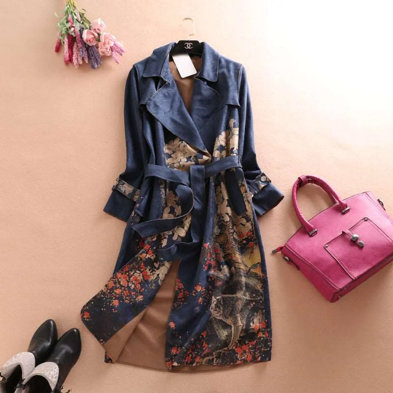 Women's Deerskin Velvet Long Sleeved Mid-Length Trench Coat Welt Pockets Slit Pockets Flap Pockets Women's Deerskin Velvet Long Sleeved Mid-Length Trench Coat Welt Pockets Slit Pockets Flap Pockets
