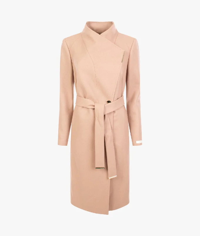 Rose wool wrap coat in camel A-Line Ball Gown Mermaid