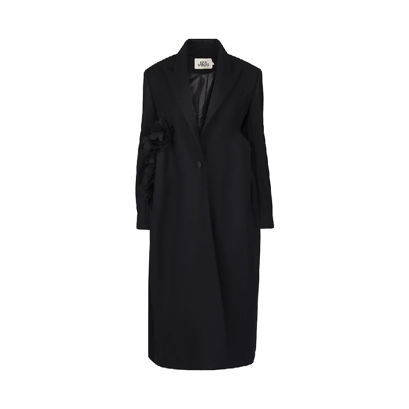 Maryna Wool Coat Hook-and-Loop Buckled Tied