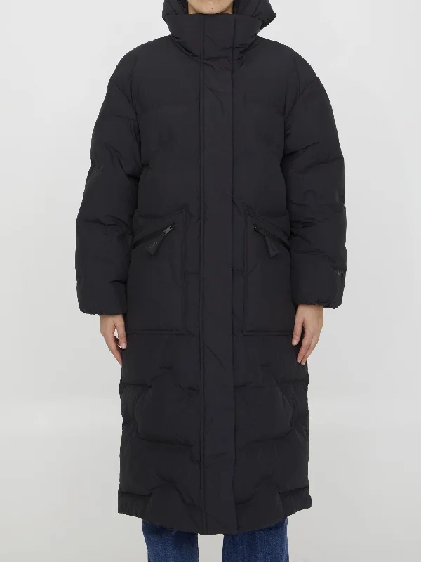 Oversized Long Puffer Coat Sequined Lace Ribbed