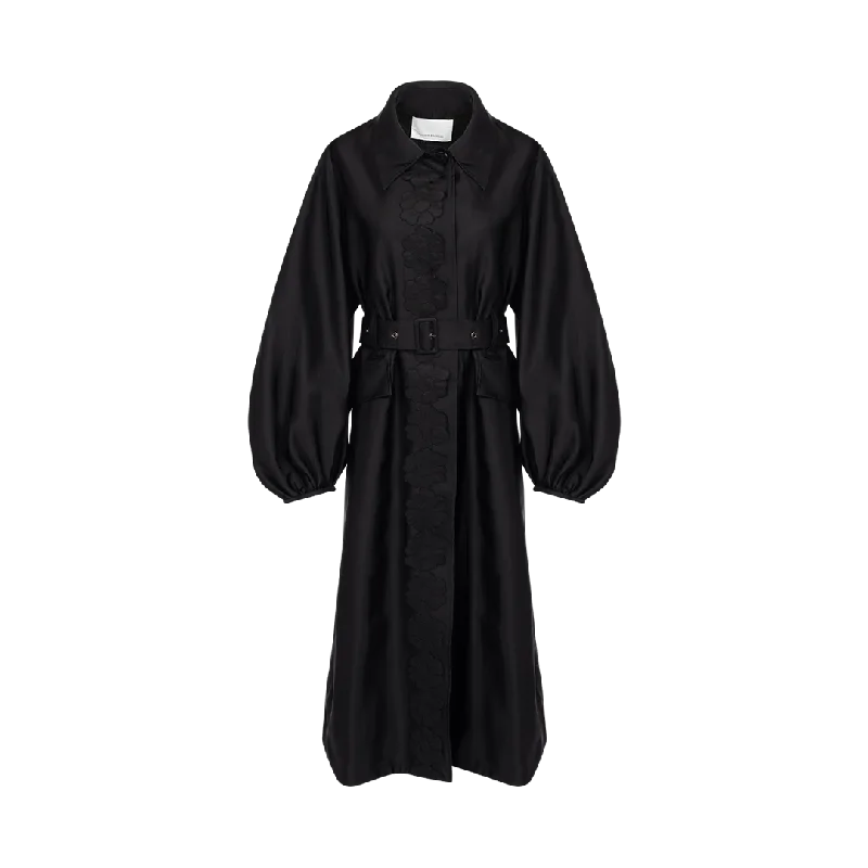 Orah Trench Coat Solid Print Jacquard