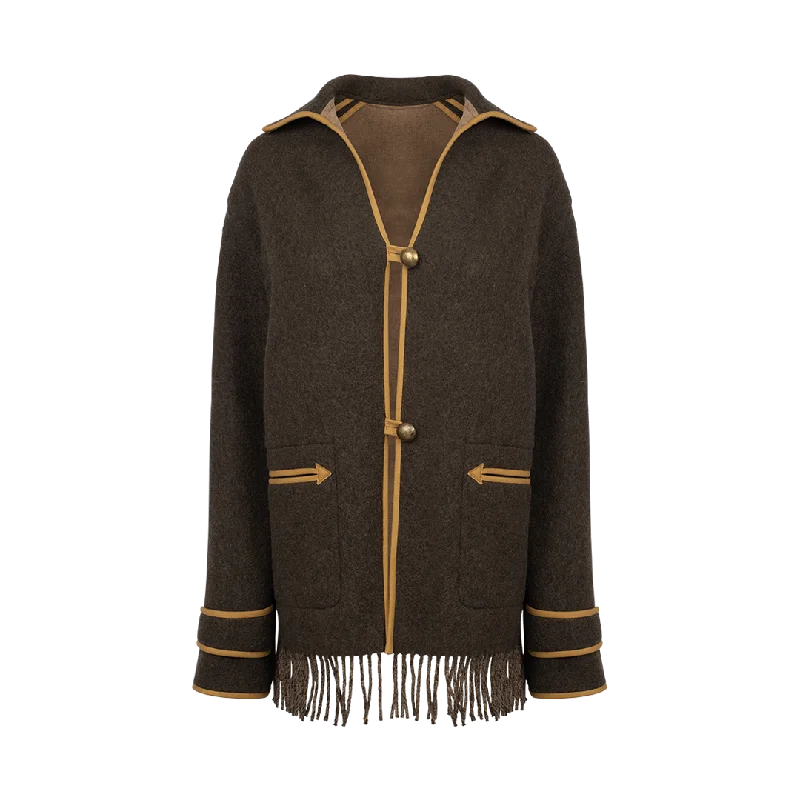 Fringed Cloth Coat Rayon Velvet Corduroy