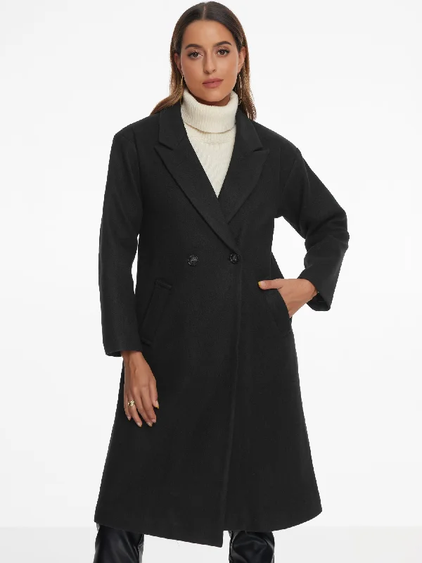 Notch Lapel Double-Breasted Solid Color Mid-Length Pea Coat Cape Coat Herringbone Coat Tweed Coat Notch Lapel Double-Breasted Solid Color Mid-Length Pea Coat Cape Coat Herringbone Coat Tweed Coat