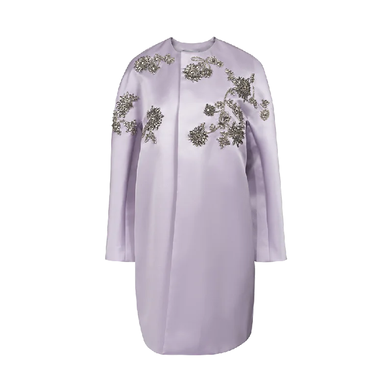 Embellished Satin Coat Sleeveless Short Sleeve Long Sleeve
