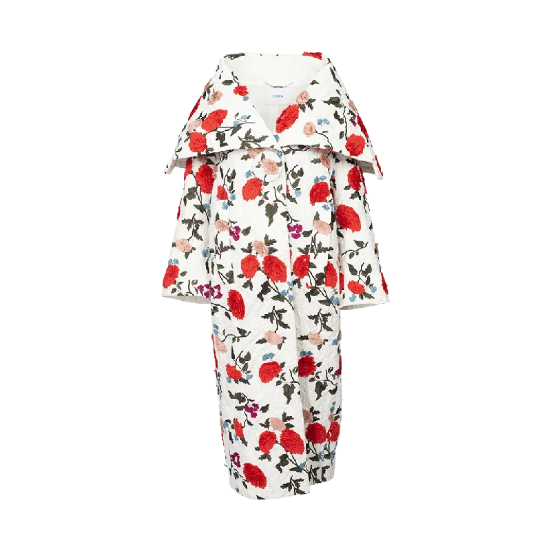 Floral Opera Coat Mesh Canvas Denim